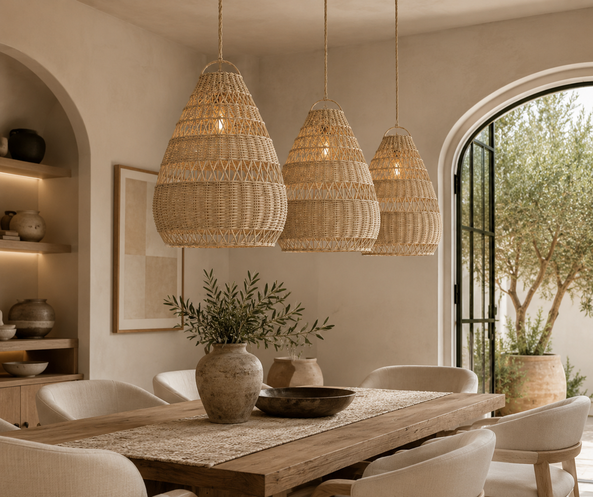 Alaya Natural Rattan Pendant – Handwoven Woven Shade