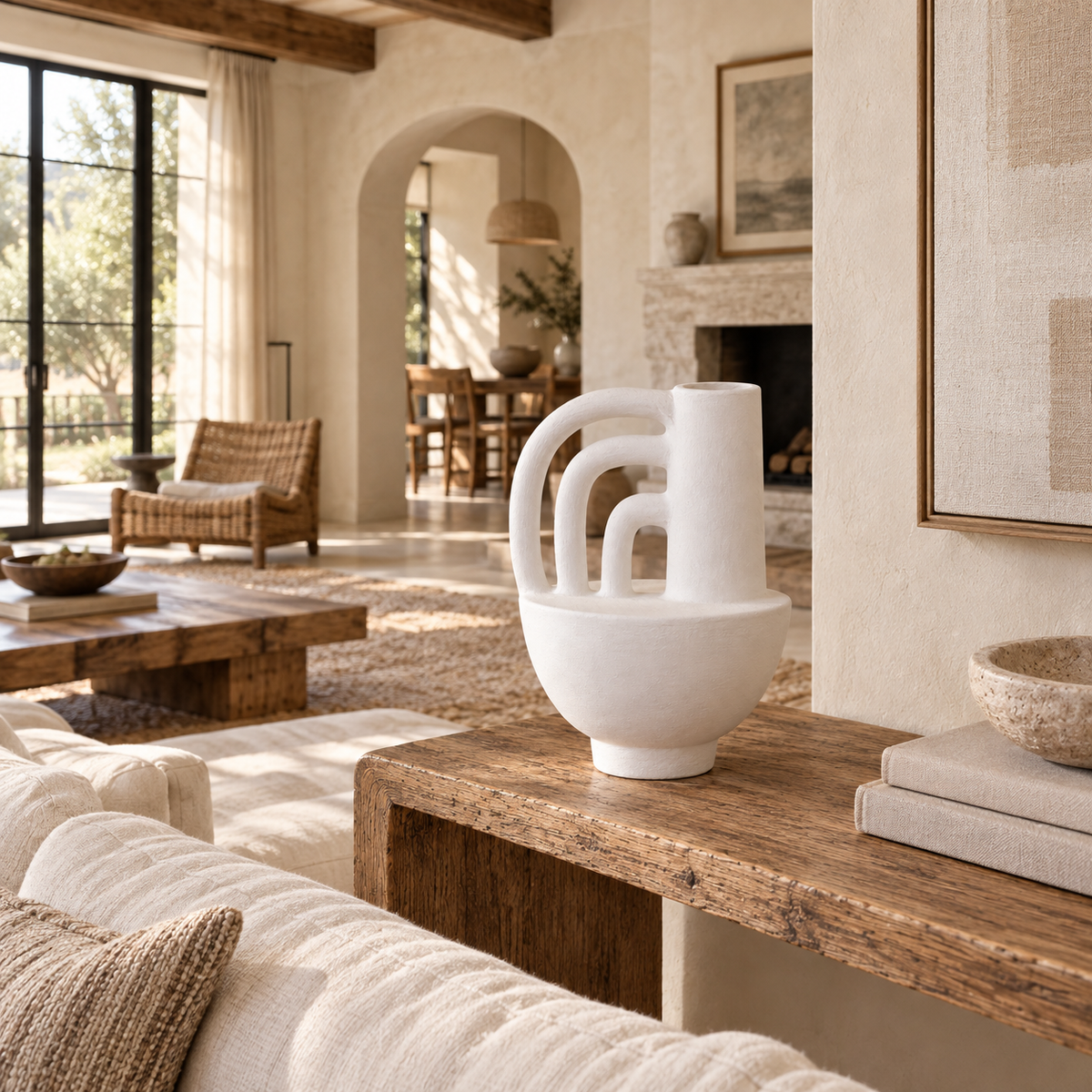 Aruna Sculptural Terracotta Vase – Nested Arch Design