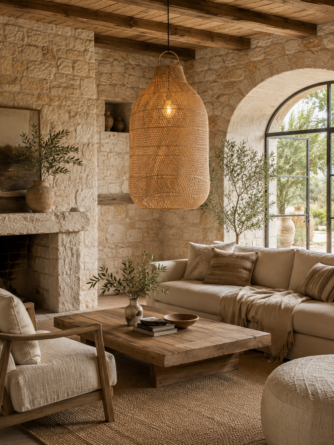Asher Oversized Handwoven Rattan Pendant Light
