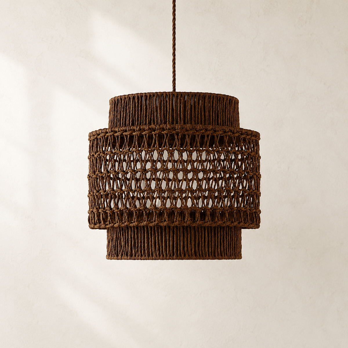 Celestial Glow Tiered Pendant | Layered Banana Fiber Hanging Lamp