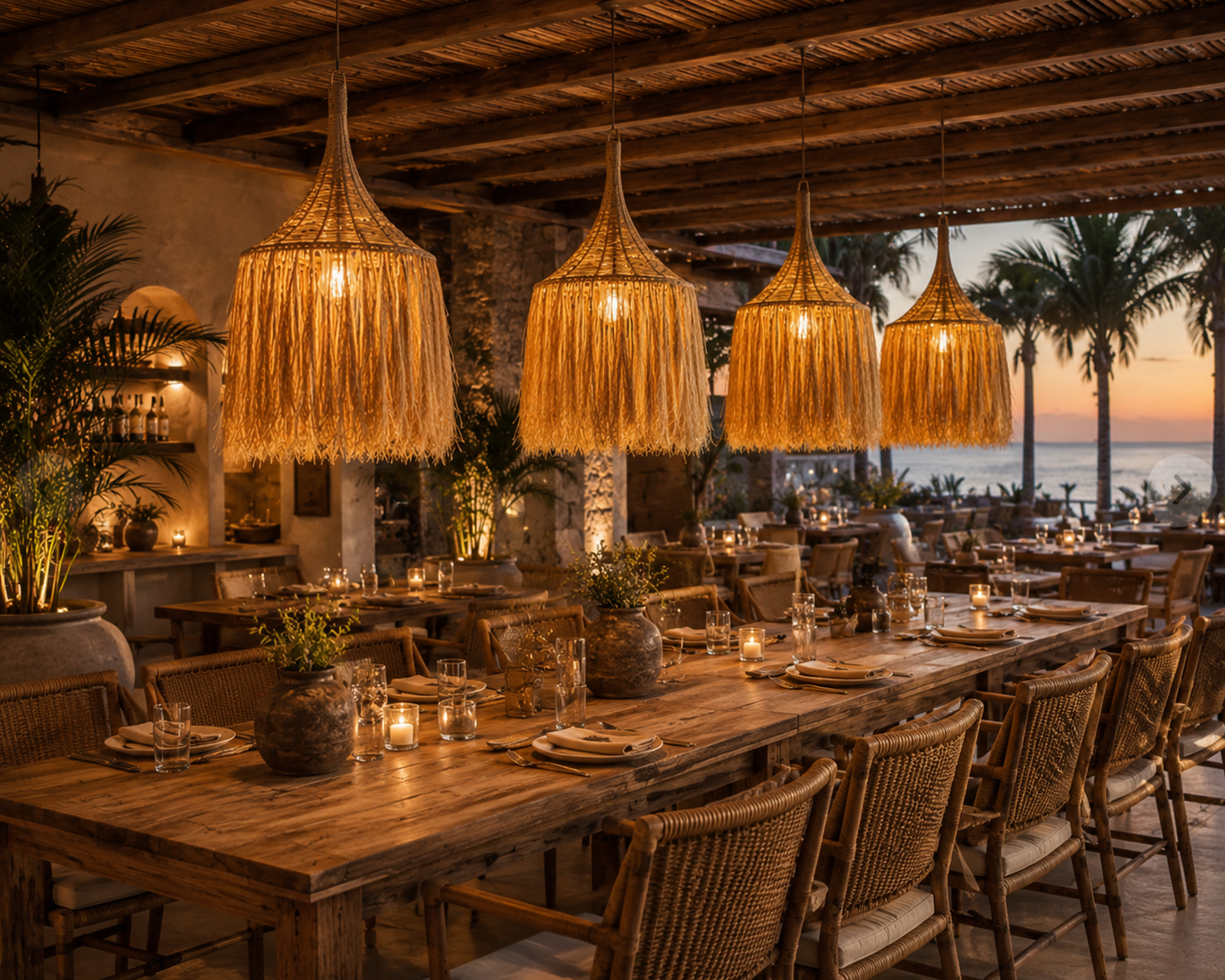 Charles Natural Fiber Fringe Pendant Light