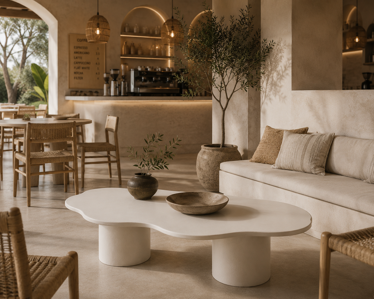 Dalga Wavy Sculptural Concrete Coffee Table – Organic Modern Design