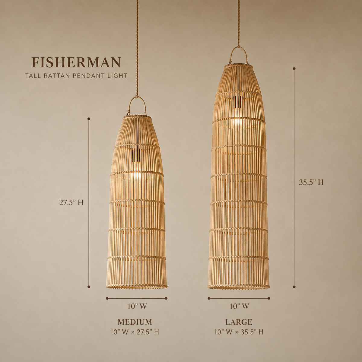 Fisherman Tall Rattan Pendant Light