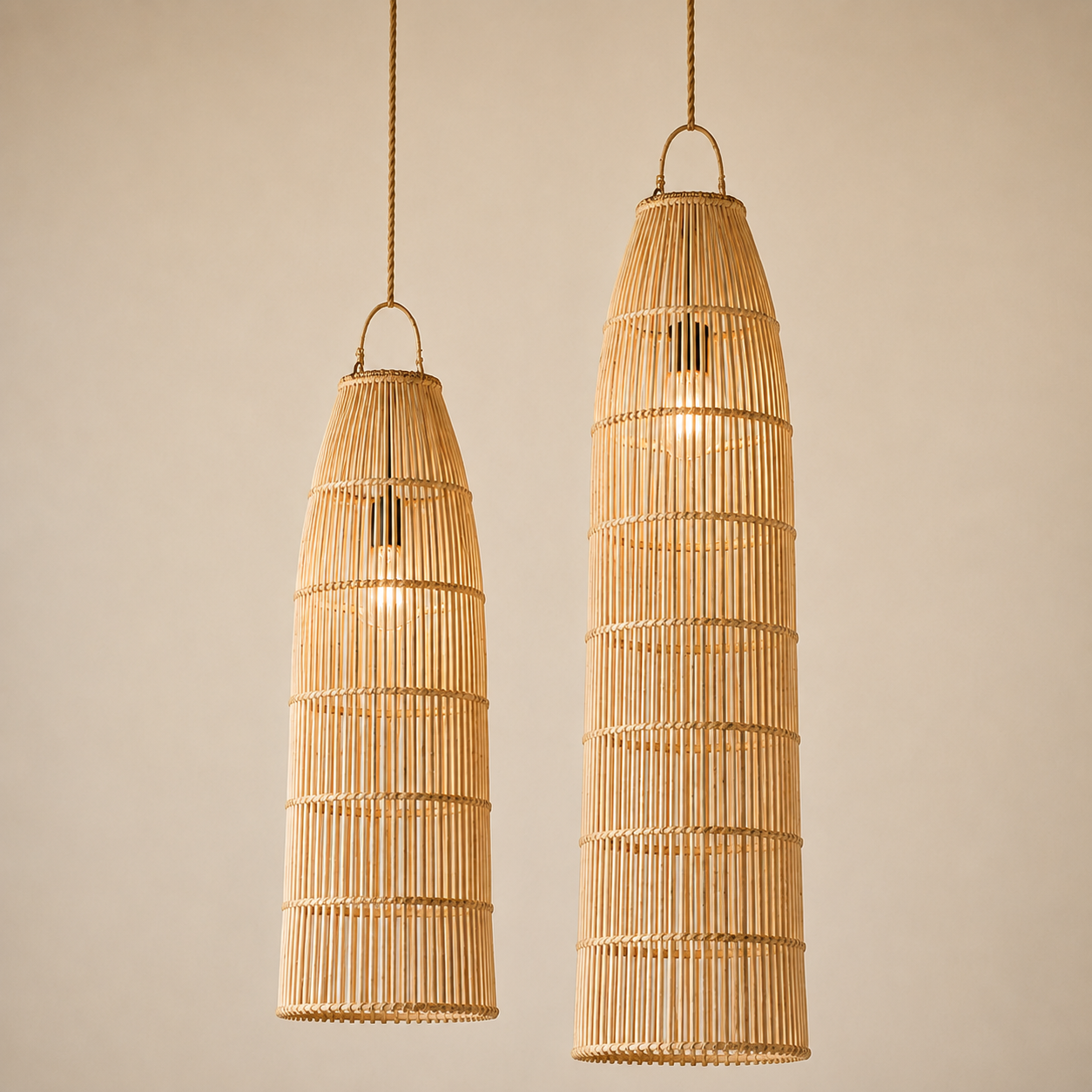 Fisherman Tall Rattan Pendant Light