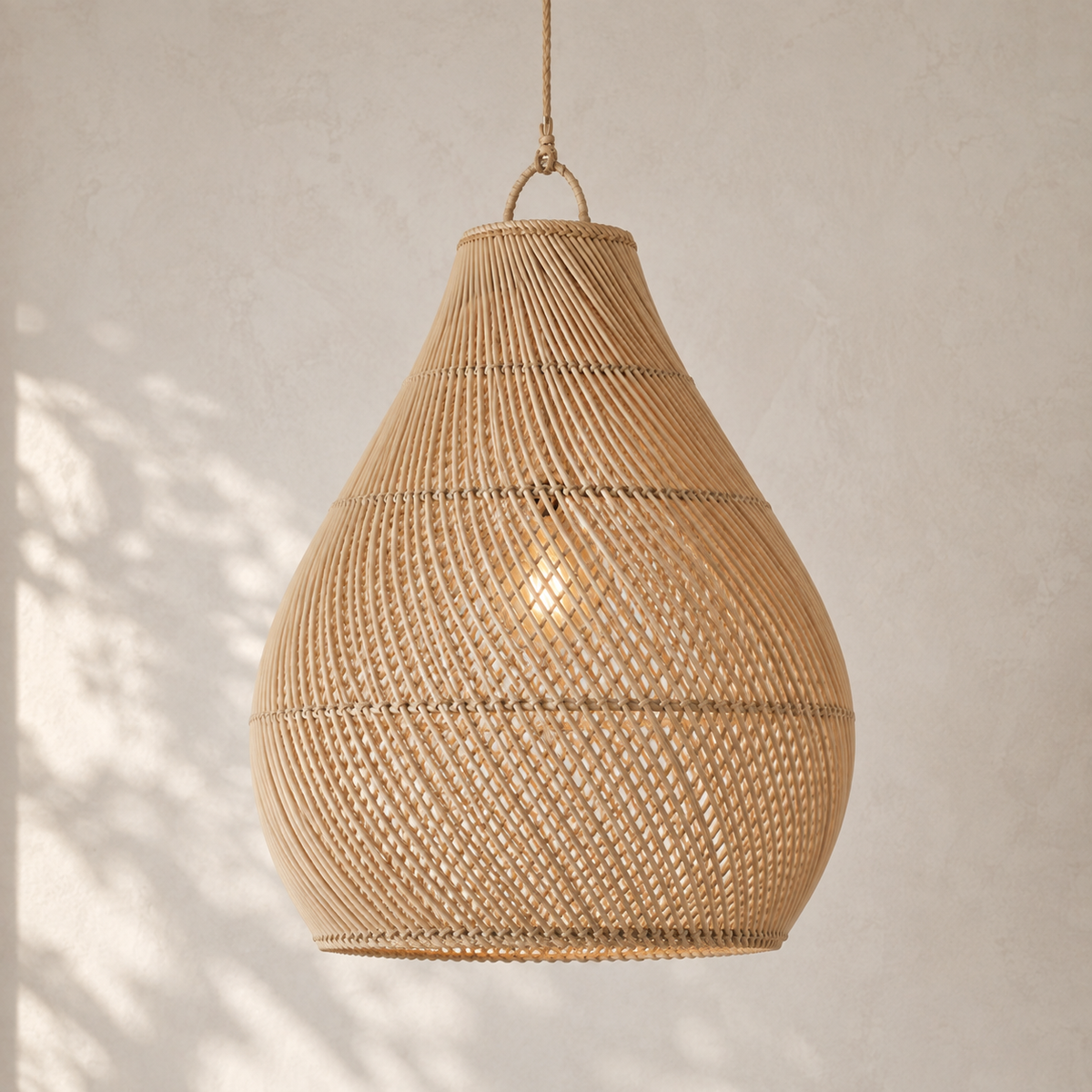 Julian Rattan Pendant Light – Handwoven Sculptural Coastal Hanging Lamp