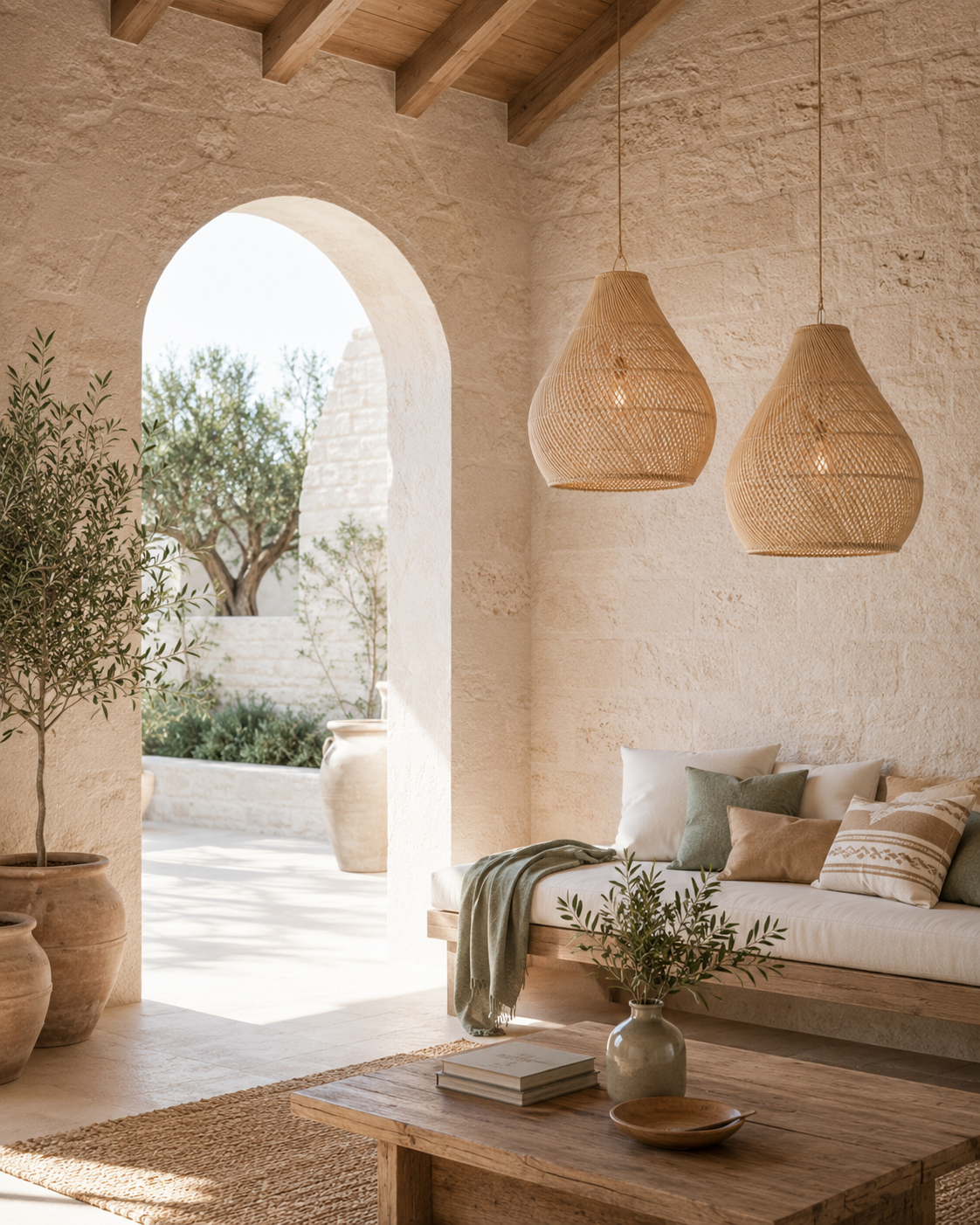 Julian Rattan Pendant Light – Handwoven Sculptural Coastal Hanging Lamp