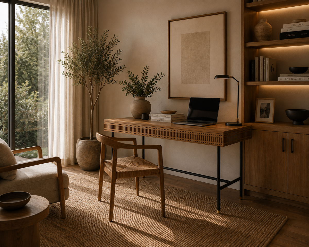Kamaya Teak Wood & Iron Desk – Industrial Artisan Design