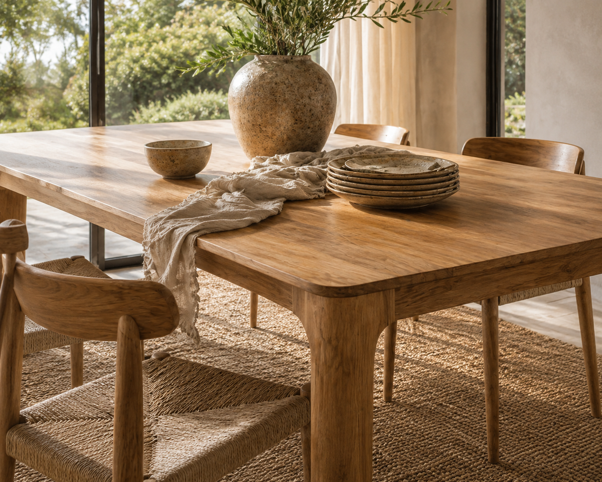 Kiano Solid Teak Dining Table | Modern Teak Furniture
