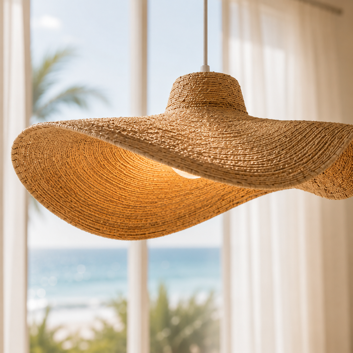 Linton Handwoven Seagrass Pendant Shade – Organic Coastal Lighting