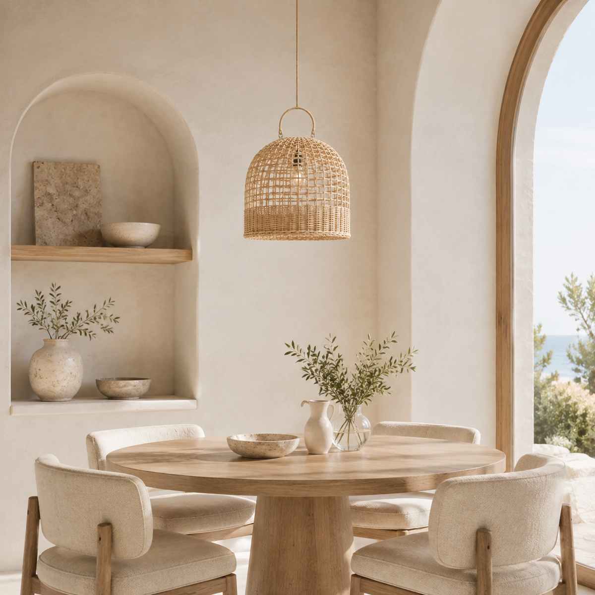 Lucia Open-Weave Handwoven Rattan Pendant Lampshade