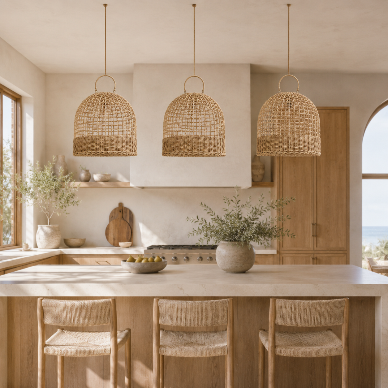 Lucia Open-Weave Handwoven Rattan Pendant Lampshade
