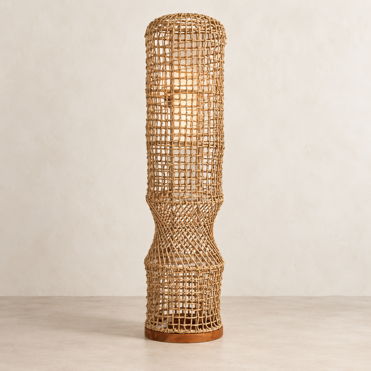 Lustrous Aura Handcrafted Banana Fiber Floor Lamp – Natural