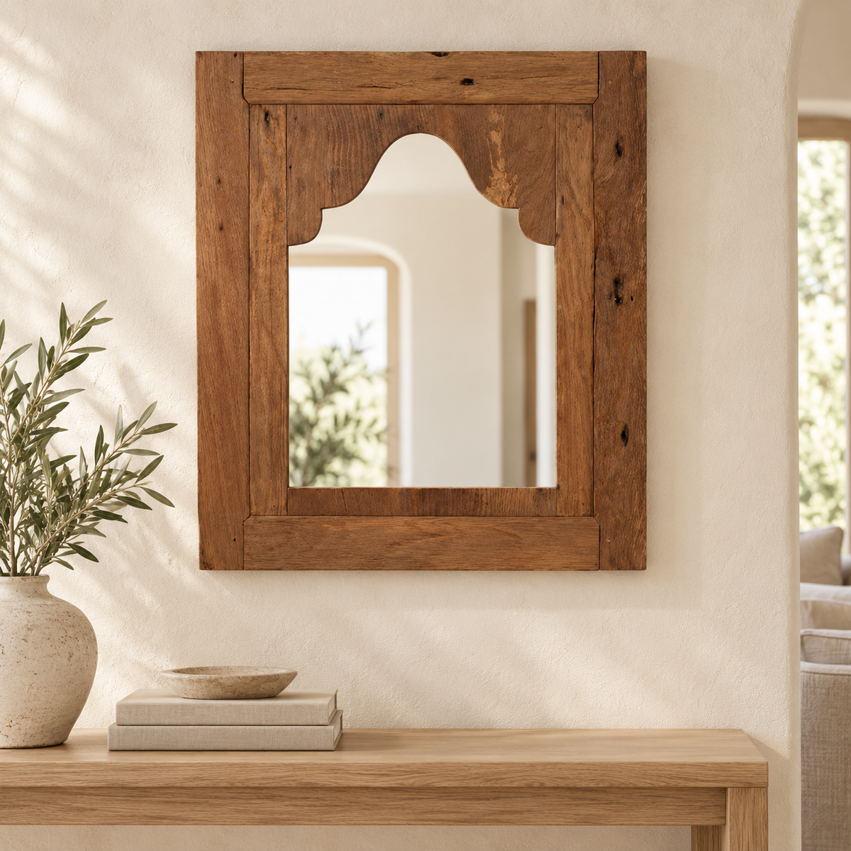 Marakech Teak Wall Mirror – Handcrafted Moroccan-Inspired Mirror