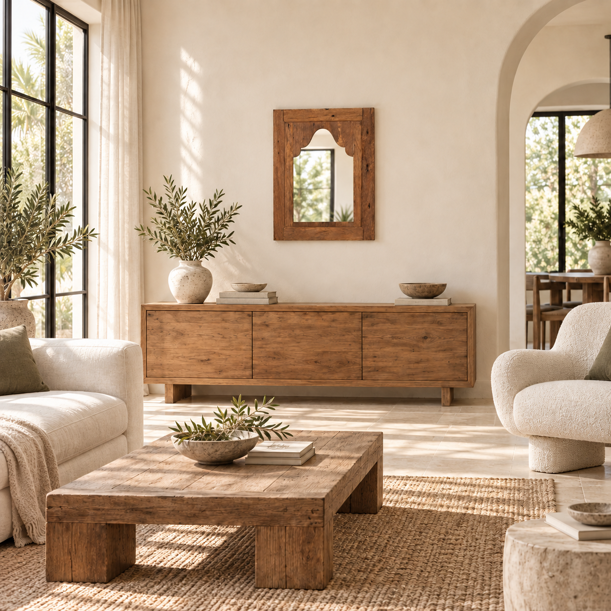 Marakech Teak Wall Mirror – Handcrafted Moroccan-Inspired Mirror