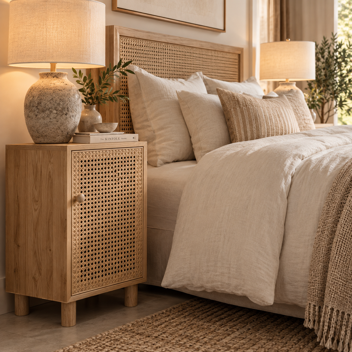 Marvin Rattan Side Cabinet – Handcrafted Wooden Storage Cabinet