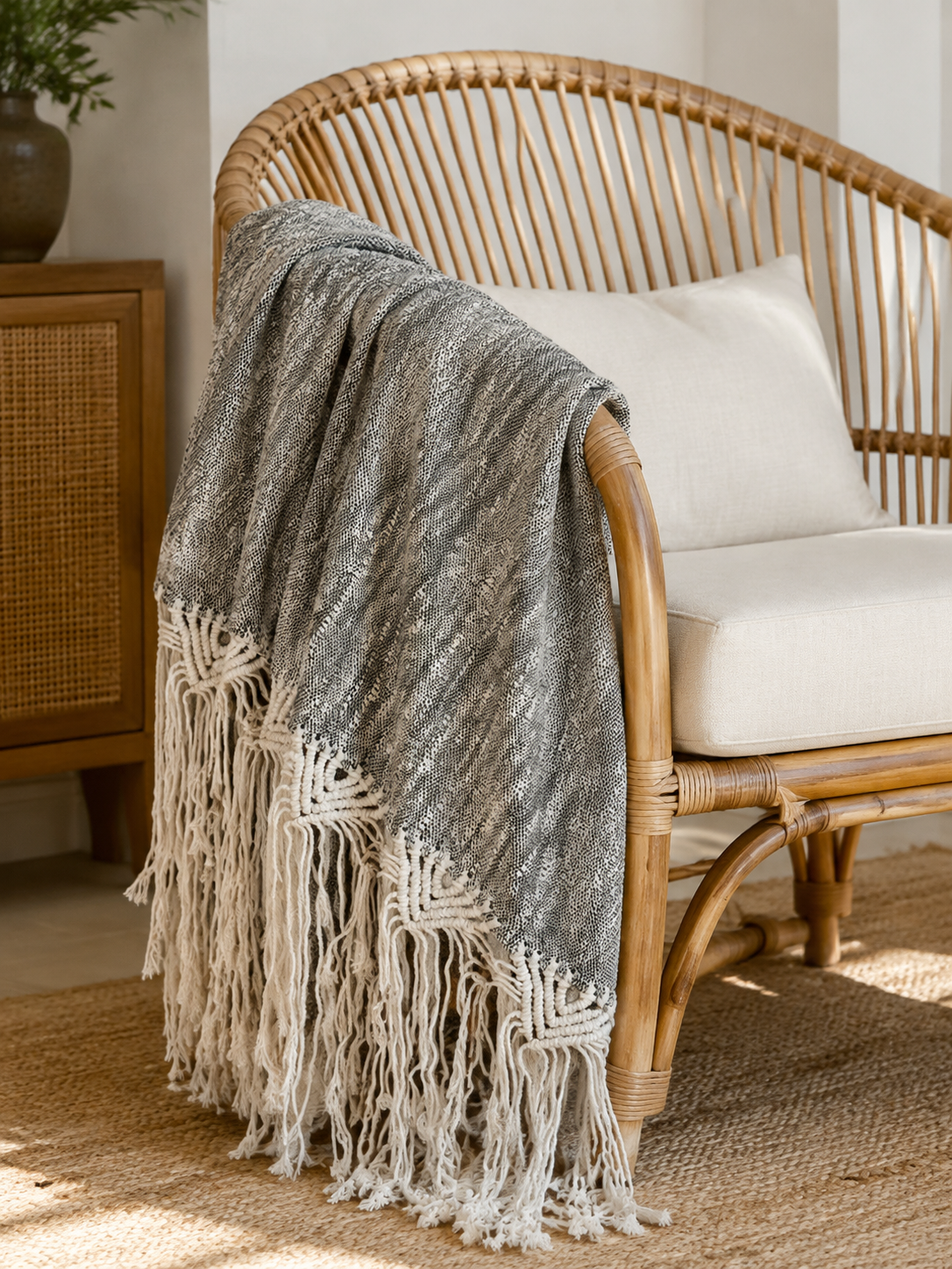 Mountain Artisan Hand-Stitched Balinese Throw – Black