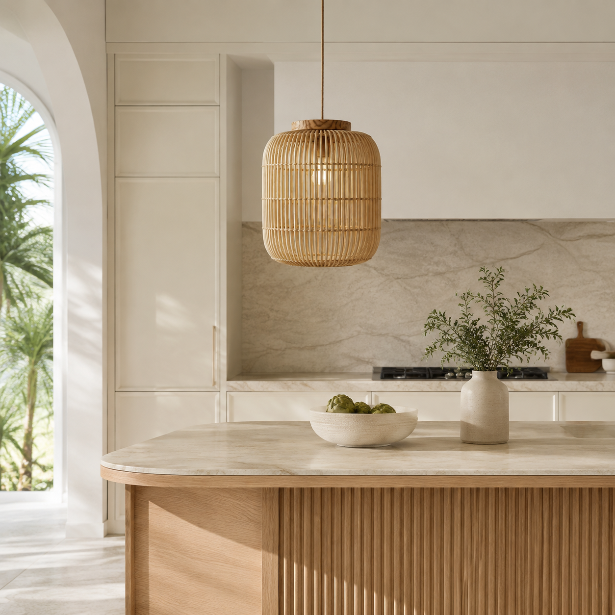 Nuella Handwoven Rattan & Wood Pendant Shade