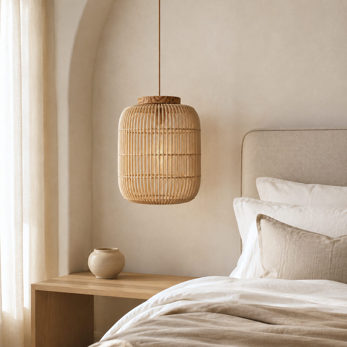 Nuella Handwoven Rattan & Wood Pendant Shade