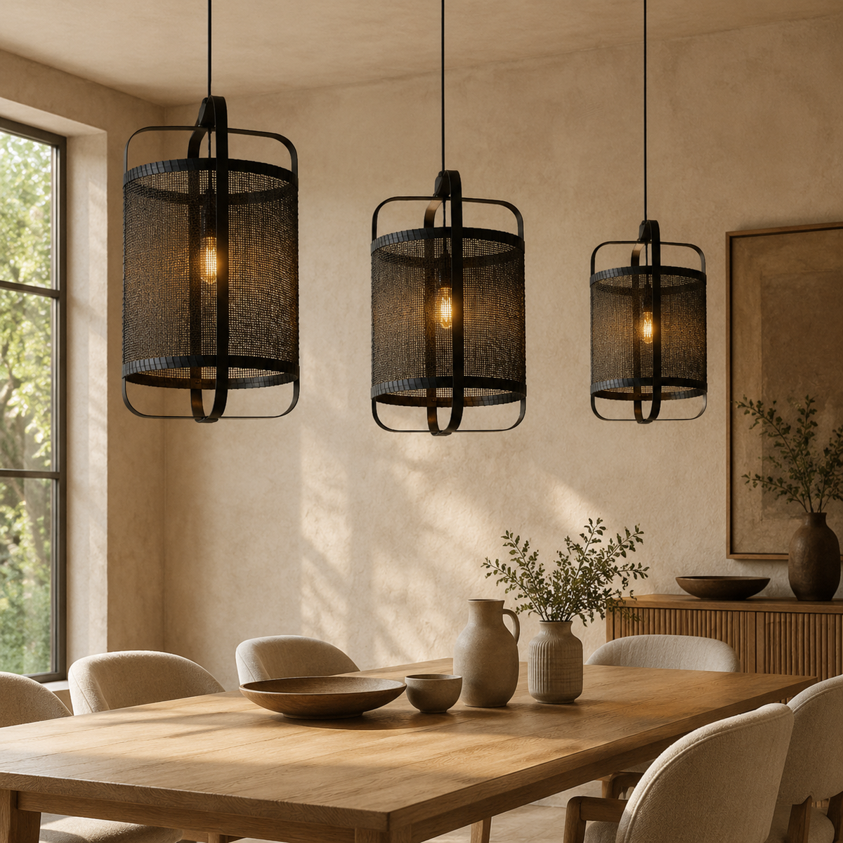 Raymond Black Bamboo Pendant Lamp – Sustainable Handwoven Lighting