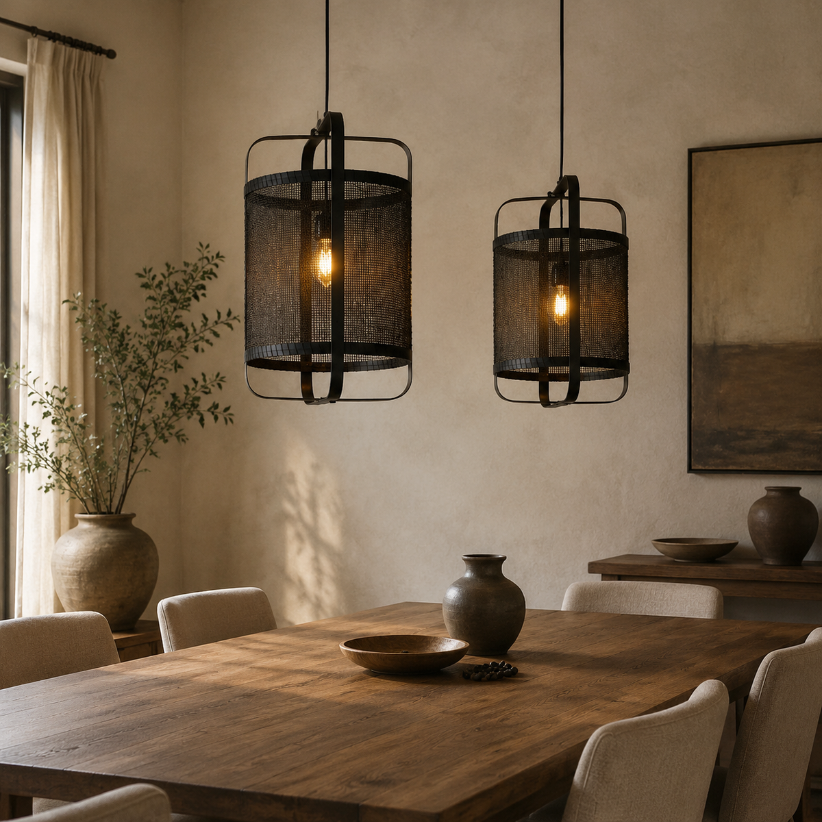 Raymond Black Bamboo Pendant Lamp – Sustainable Handwoven Lighting