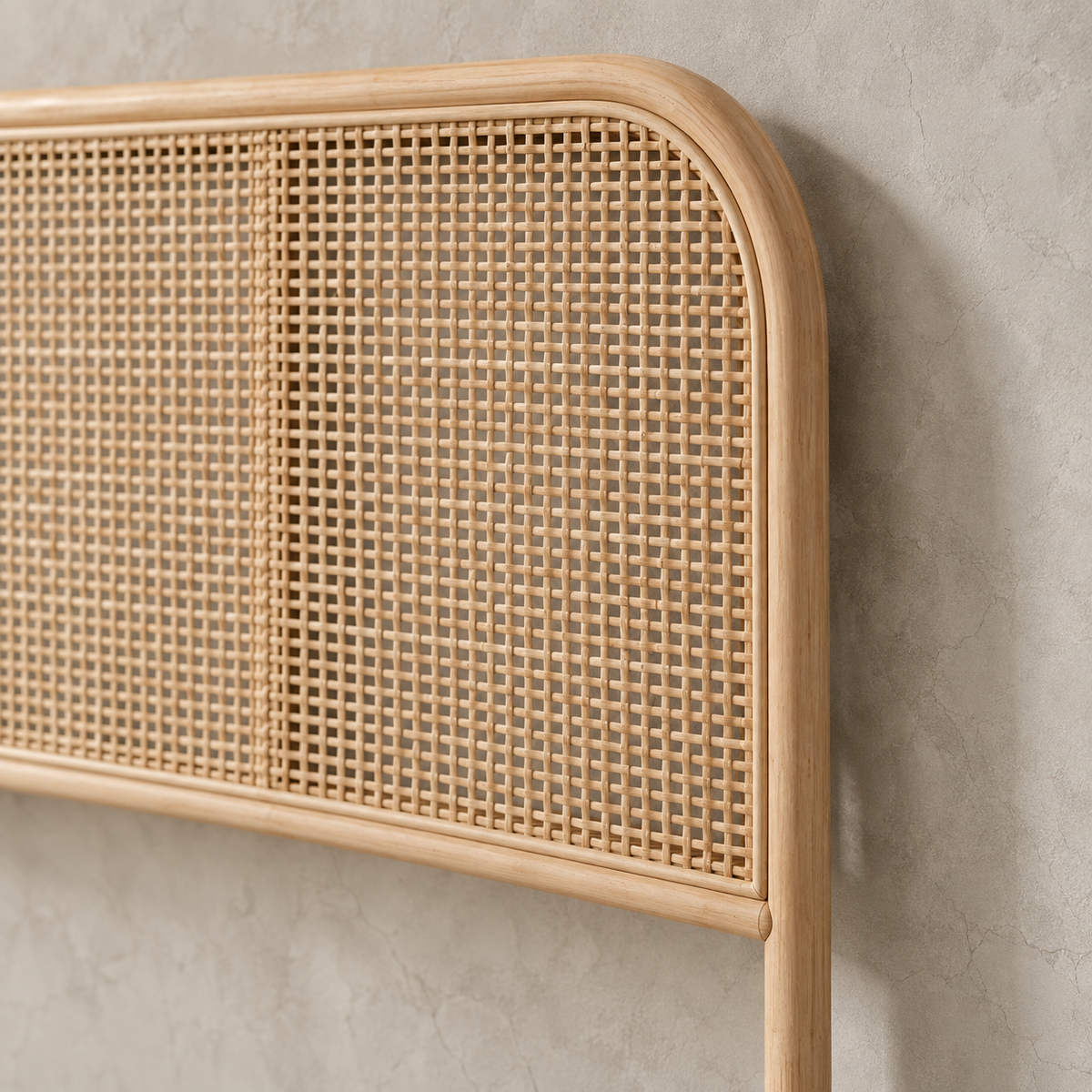 Saga Handwoven Rattan Headboard – Curved Coastal Design