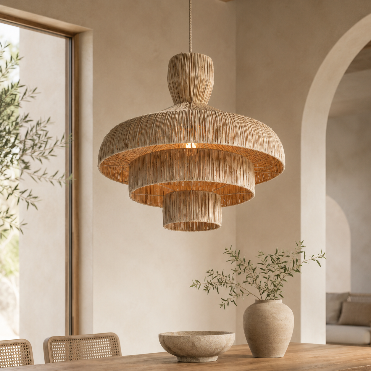 Saylor Seagrass Pendant Light – Handwoven Coastal Hanging Lamp