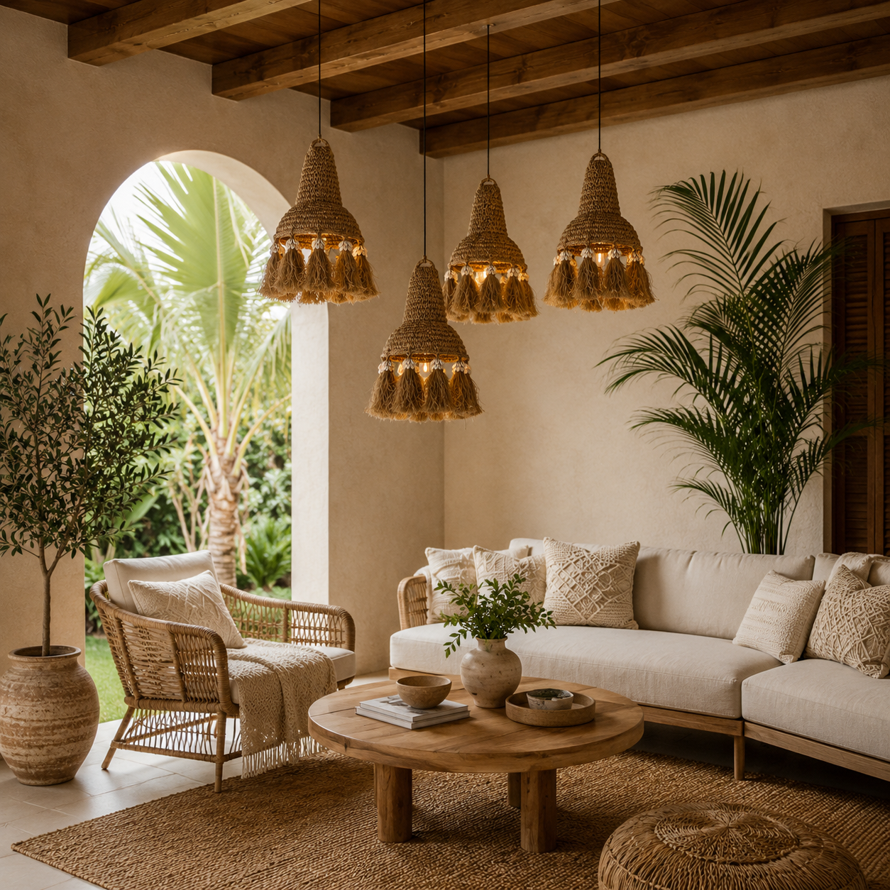 Seminyak Handwoven Palm Leaf Pendant Shade