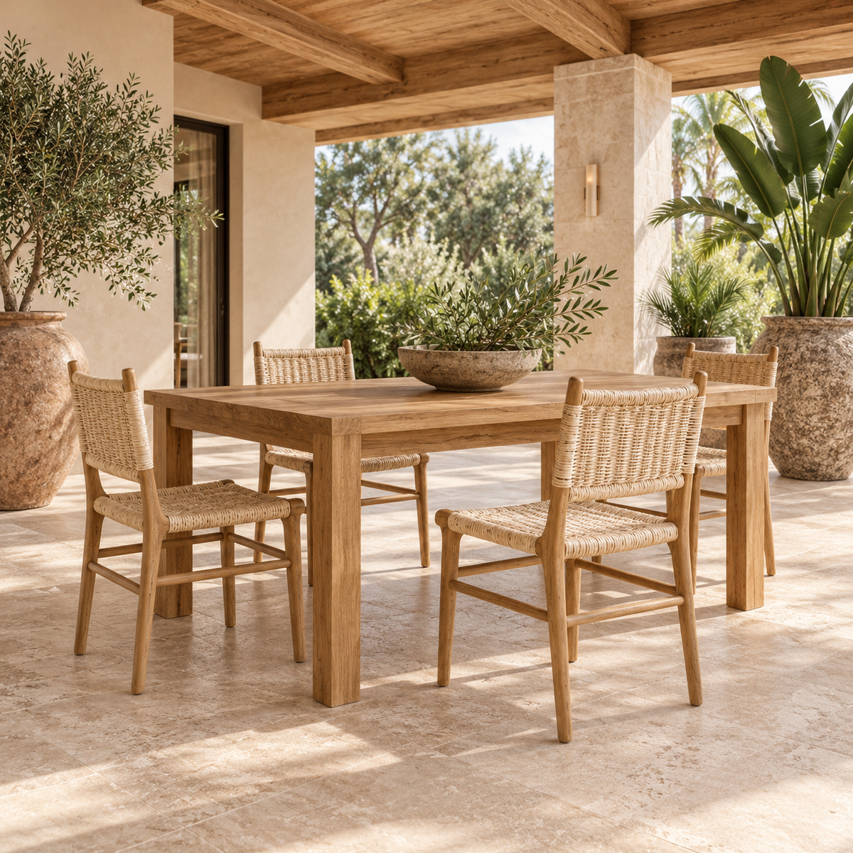 Soren Solid Teak & Handwoven Rattan Dining Chair