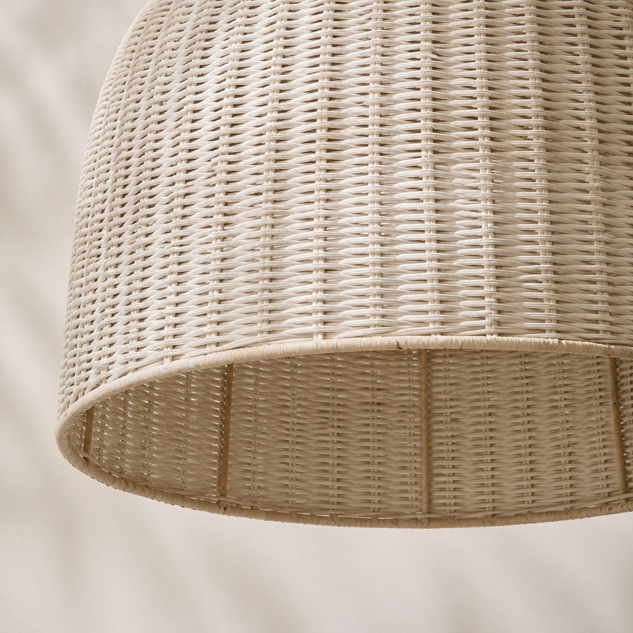 Elsyan Whitewashed Rattan Dome Lampshade | Handwoven