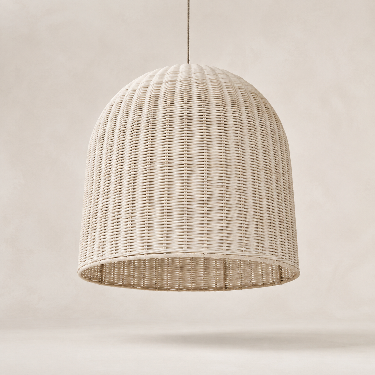 Elsyan Whitewashed Rattan Dome Lampshade | Handwoven