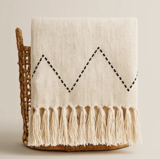 Amara Handwoven Berber Throw – Natural Ivory