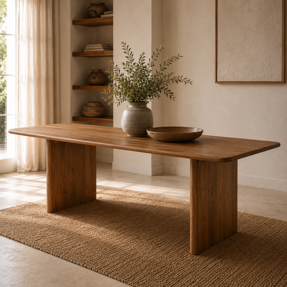 Uma Reclaimed Solid Teak Dining Table – Organic Modern Design