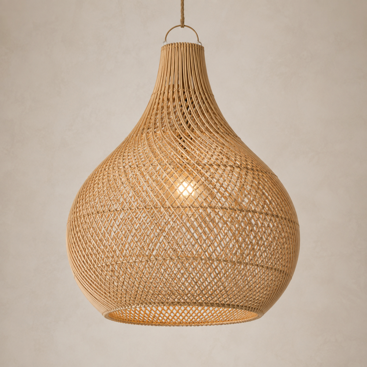Willow Rattan Pendant Light – Handwoven Coastal Hanging Lamp