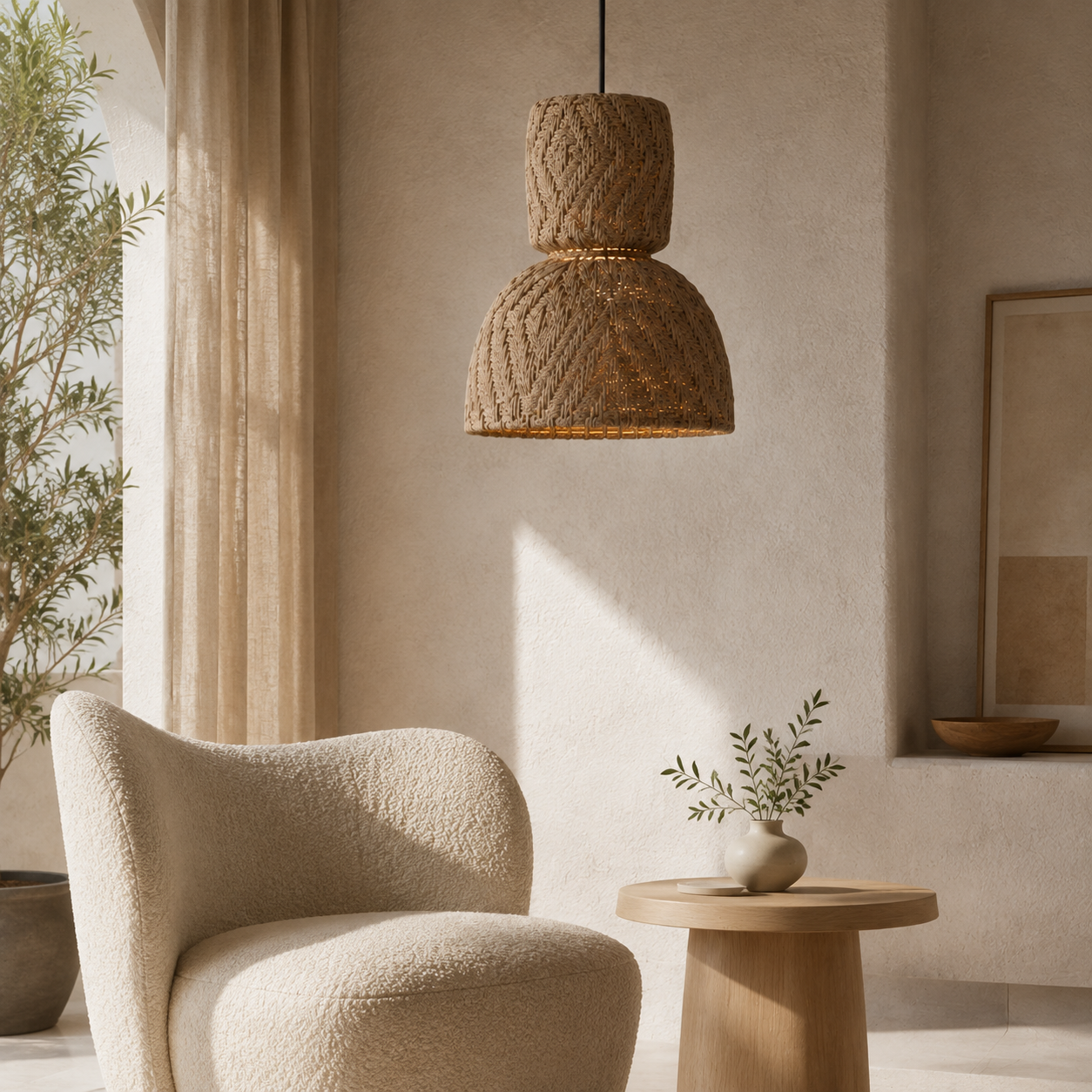 Saxon Handwoven Natural Fiber Pendant Light