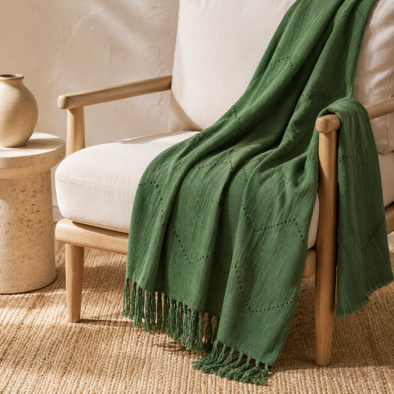 Amara Artisan Berber Throw – Olive
