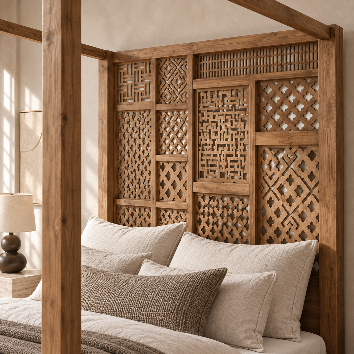 Aruna Handcrafted Teak King Canopy Bed