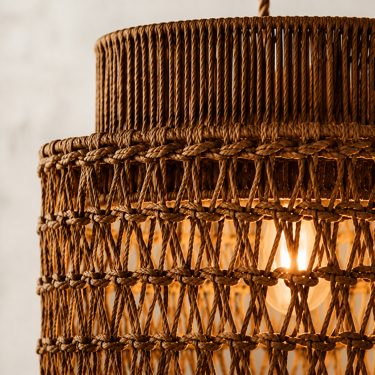 Celestial Glow Tiered Pendant | Layered Banana Fiber Hanging Lamp