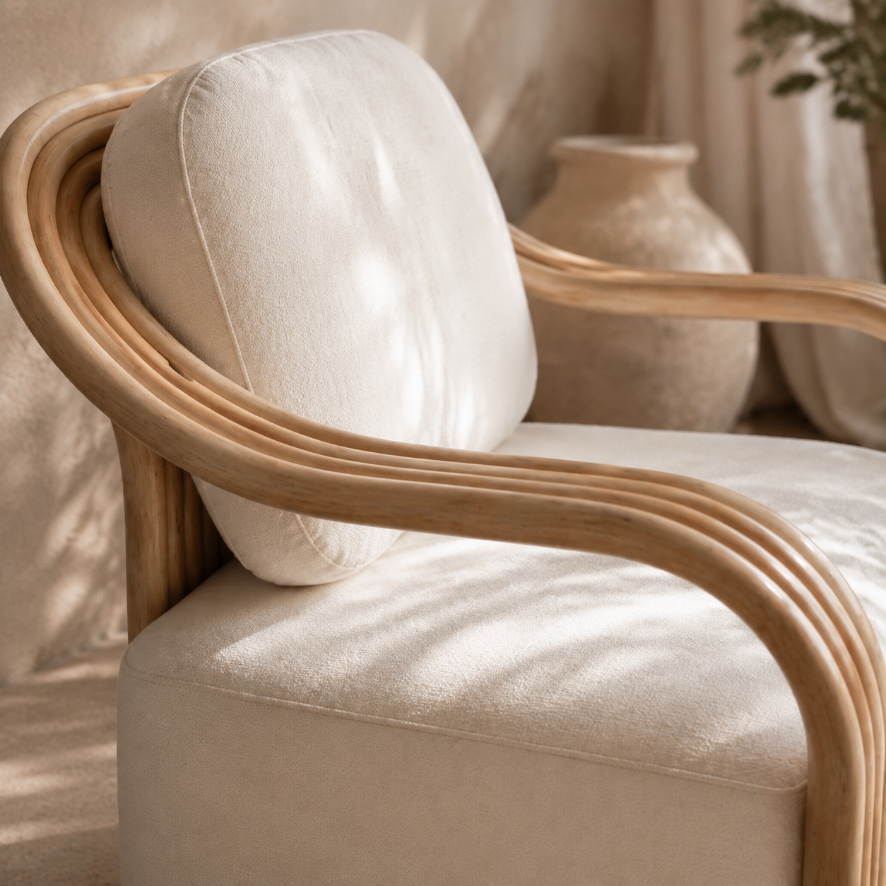 Baileys Plush Lounge Chair | Curved Rattan Accent Chair