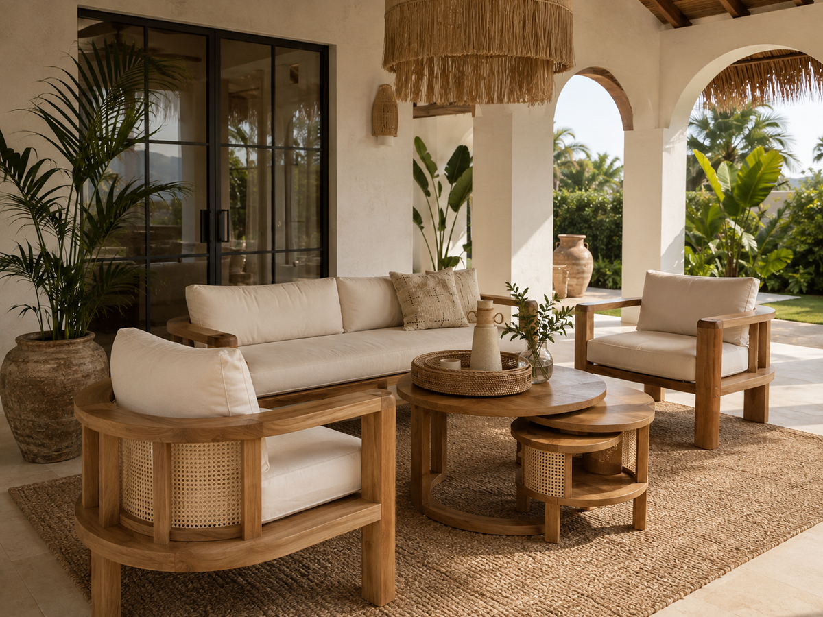 Davos Solid Teak Lounge Set – Luxury Outdoor &amp; Indoor Patio Furniture