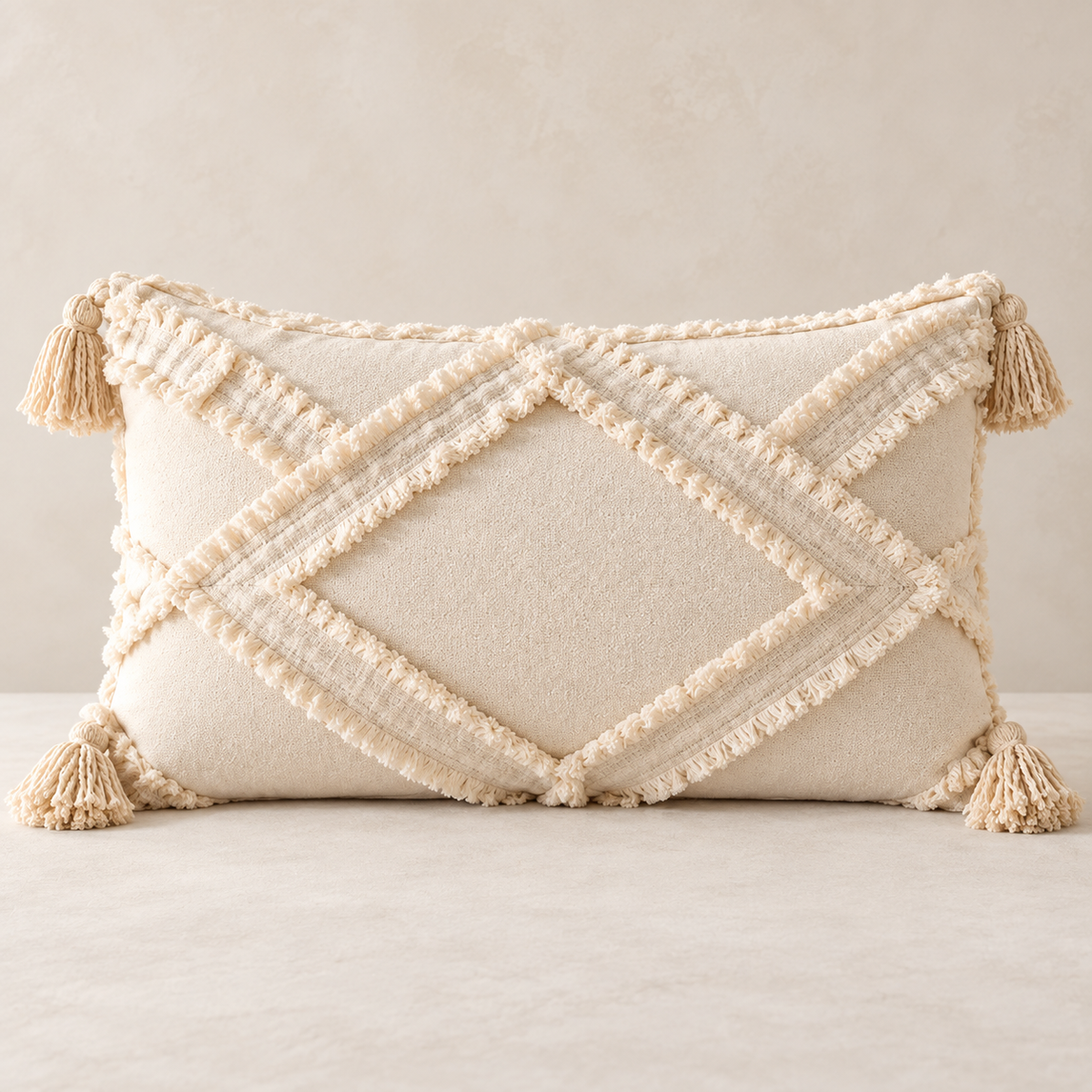 Laia Macrame Fringe Pillow Cover – Natural