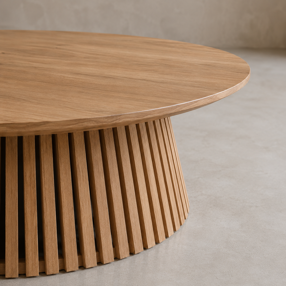 Elton Slatted Wood Coffee Table – Organic Modern Design