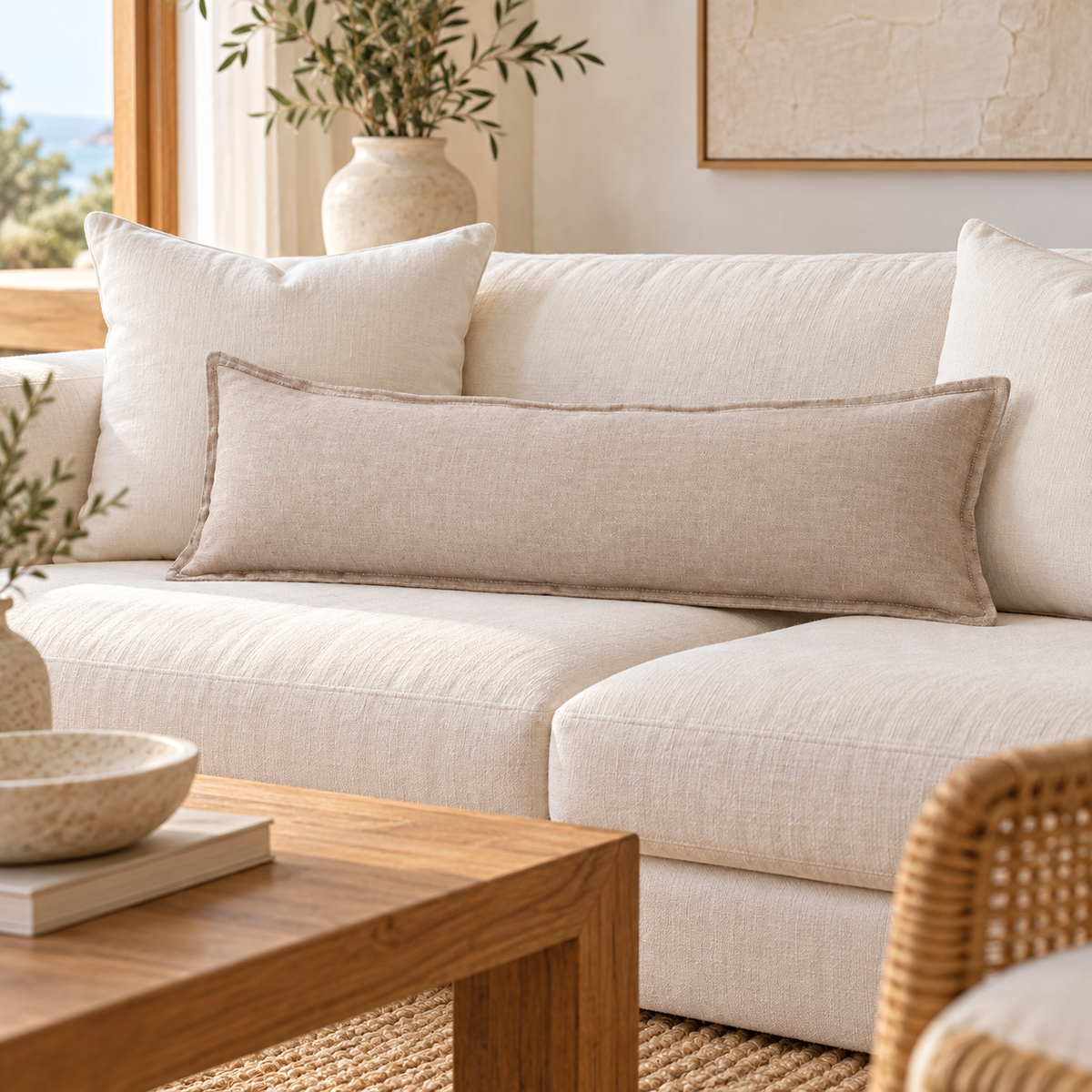 Kalea Natural Linen Pillow Cover