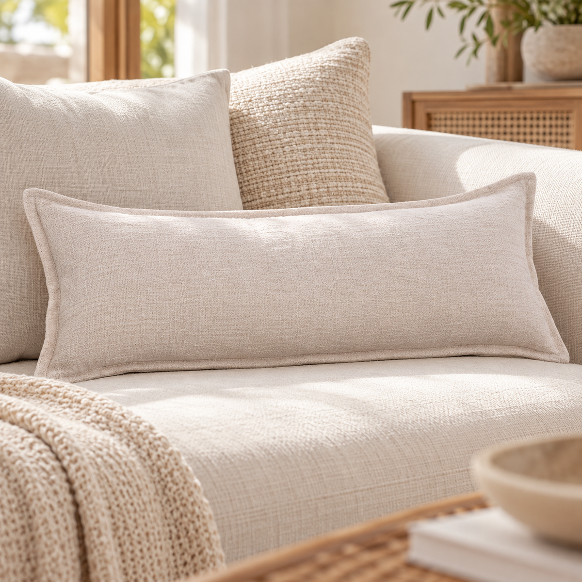 Kayah cotton weave long lumbar pillow cover