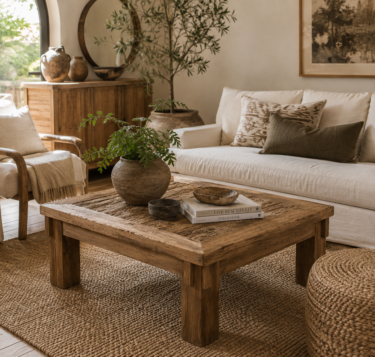 Lawas Reclaimed Teak Square Coffee Table – Rustic Organic Design