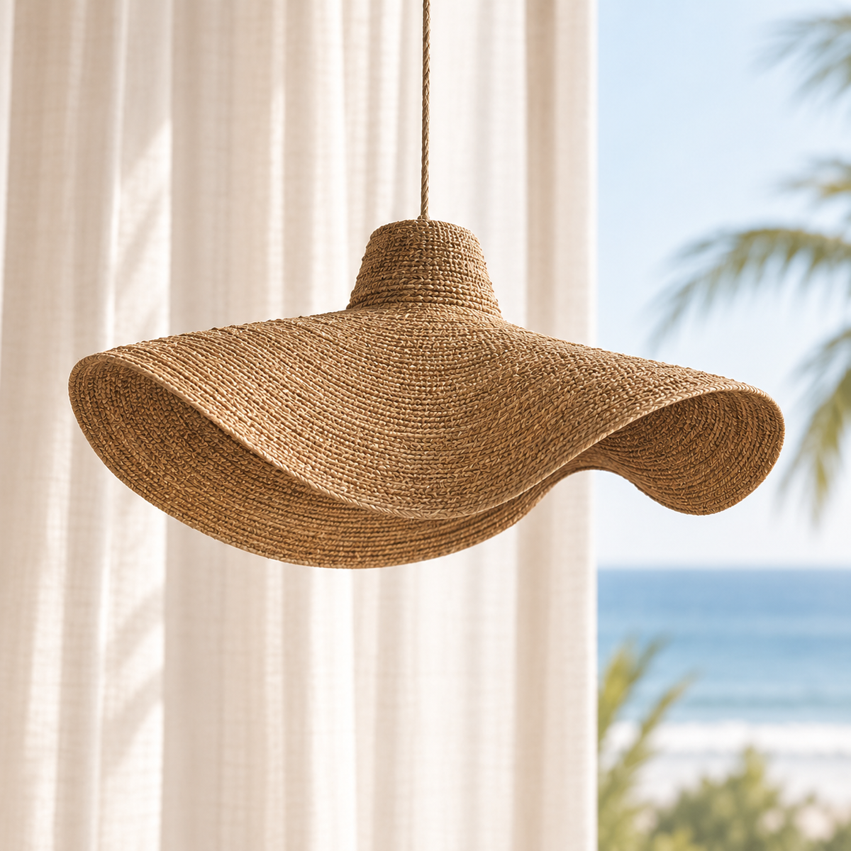 Linton Handwoven Seagrass Pendant Shade – Organic Coastal Lighting