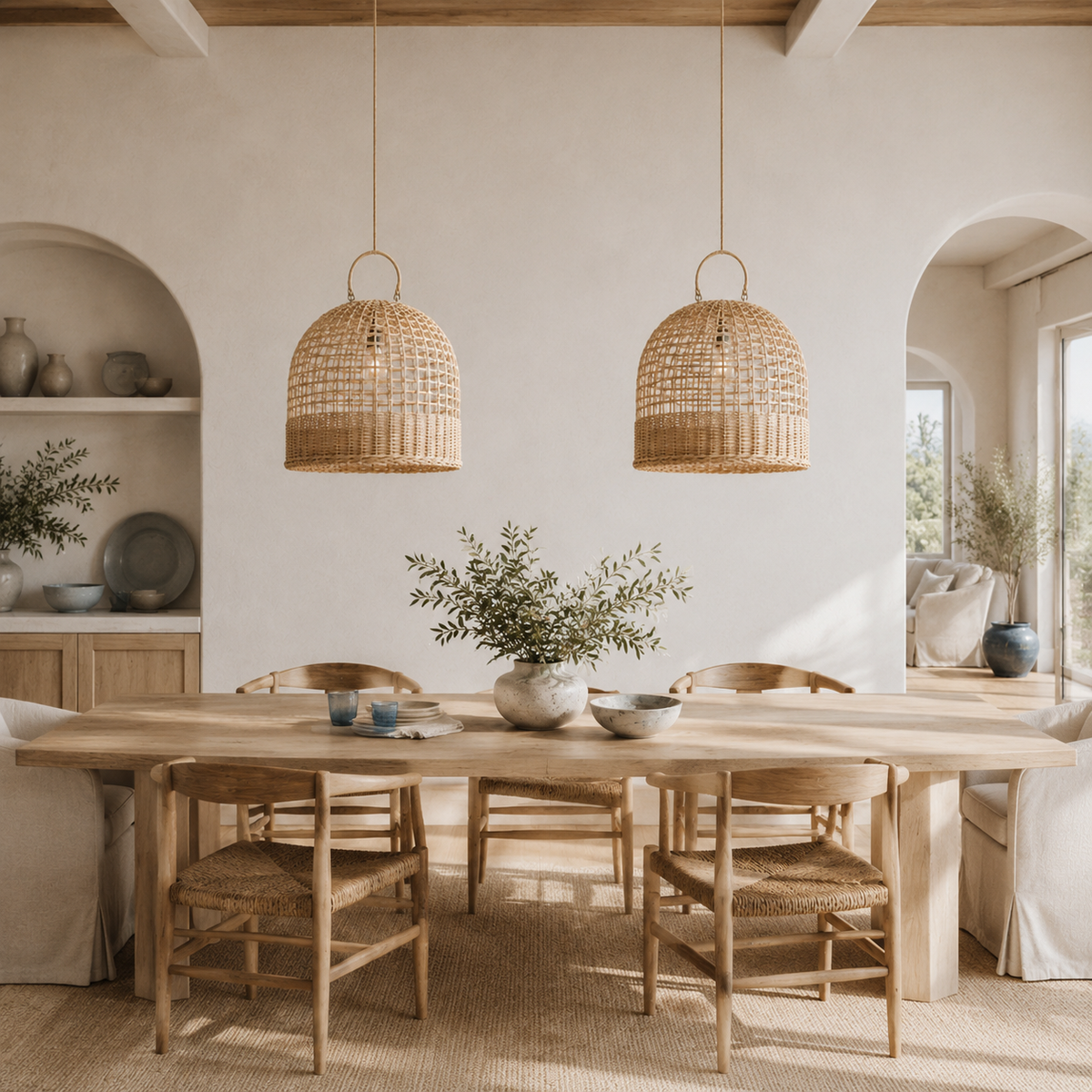 Lucia Open-Weave Handwoven Rattan Pendant Lampshade