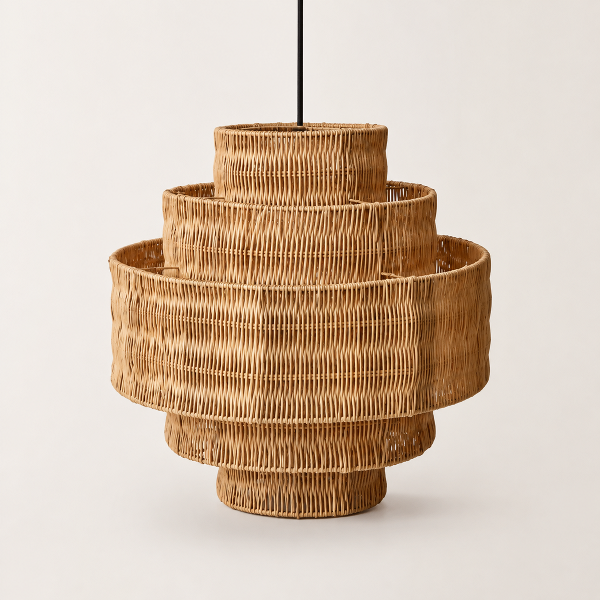 Luminous Cascade Tiered Rattan Pendant Shade – Handwoven Statement Lighting