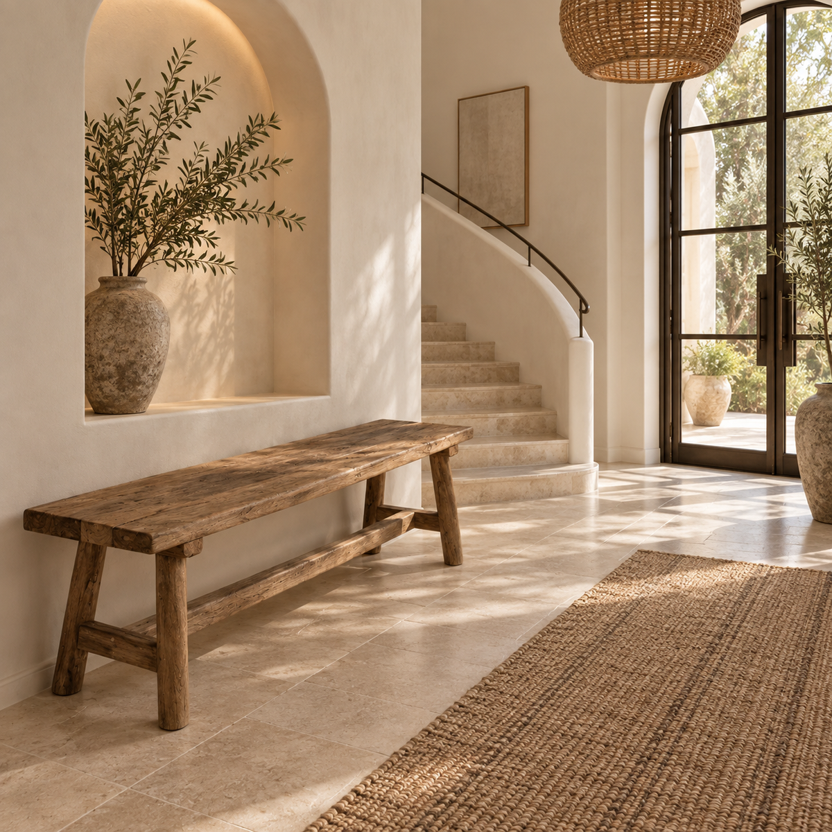 Maeve Recycled Teakwood Bench – Handcrafted Rustic Seating