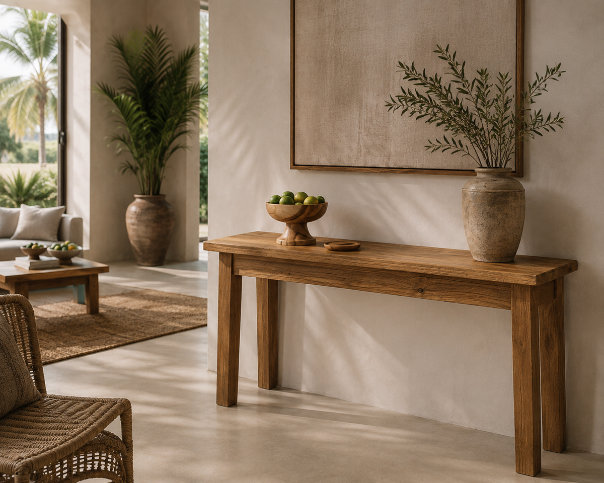Mahana Reclaimed Teak Console Table – Artisan Organic Design