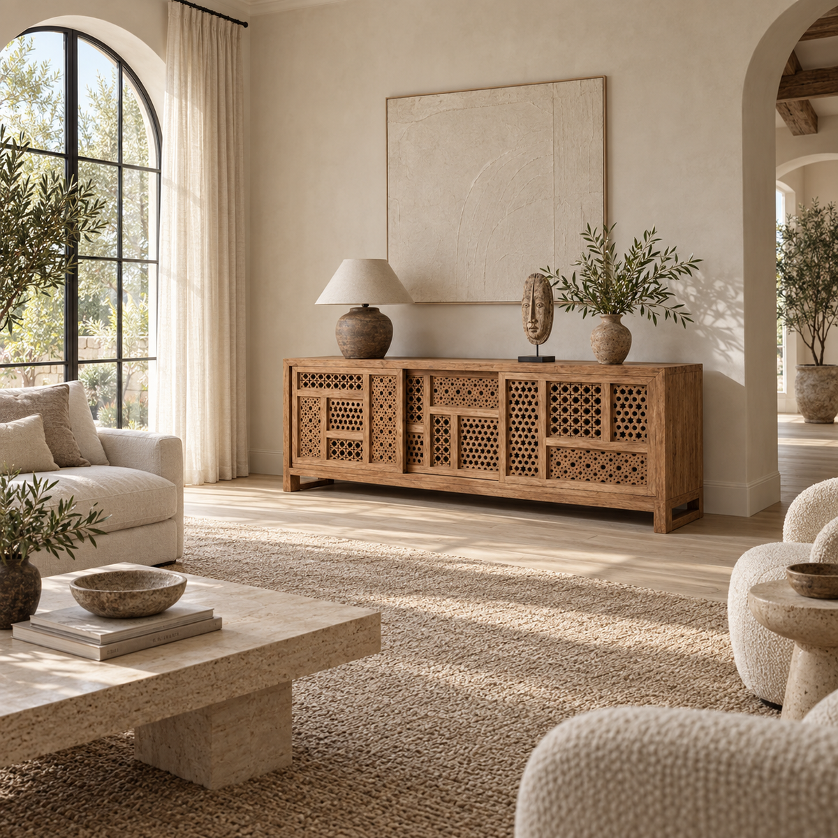 Malik Hand-Carved Solid Teakwood Sideboard